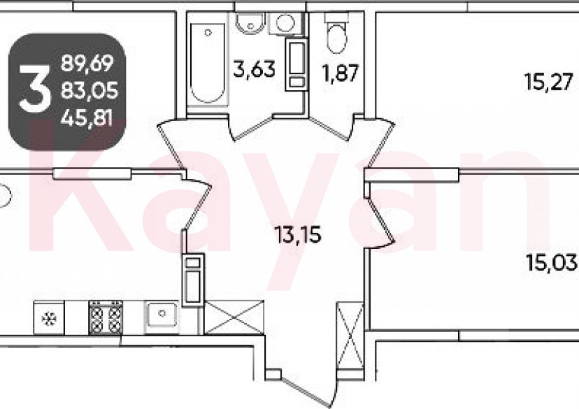 Продажа 3-комн. квартиры, 83.05 кв.м фото 0