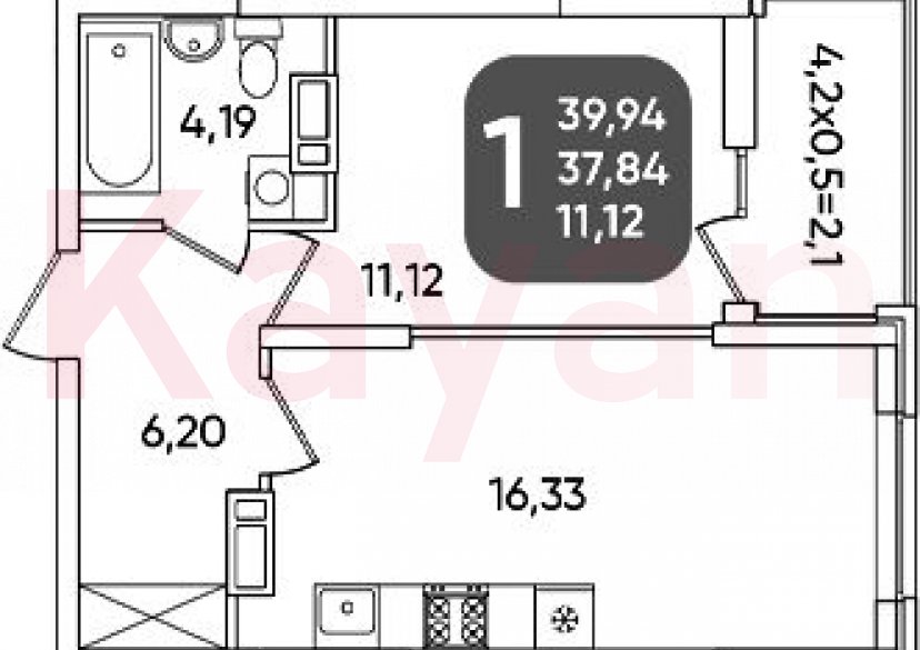 Продажа 1-комн. квартиры, 37.84 кв.м фото 0