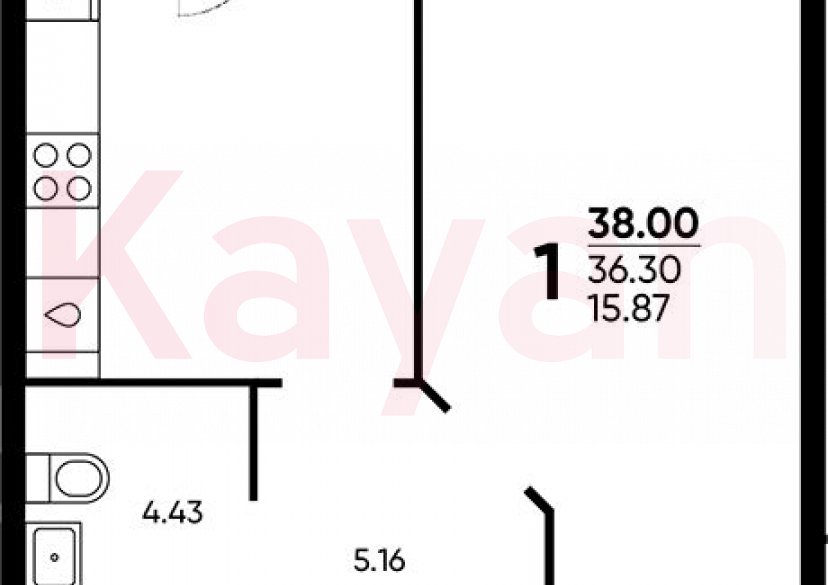 Продажа 1-комн. квартиры, 36.3 кв.м фото 0