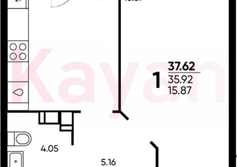 Продажа 1-комн. квартиры, 35.92 кв.м фото 0