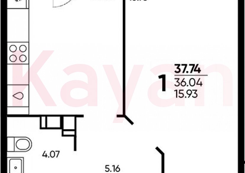 Продажа 1-комн. квартиры, 36.04 кв.м фото 0