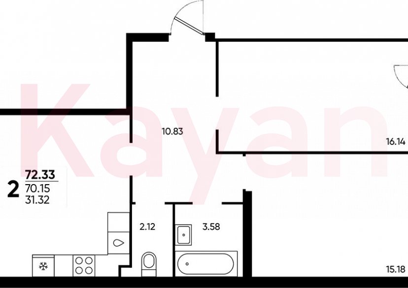 Продажа 2-комн. квартиры, 70.15 кв.м фото 0