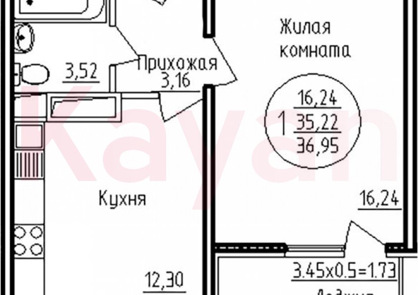 Продажа 1-комн. квартиры, 35.22 кв.м фото 0