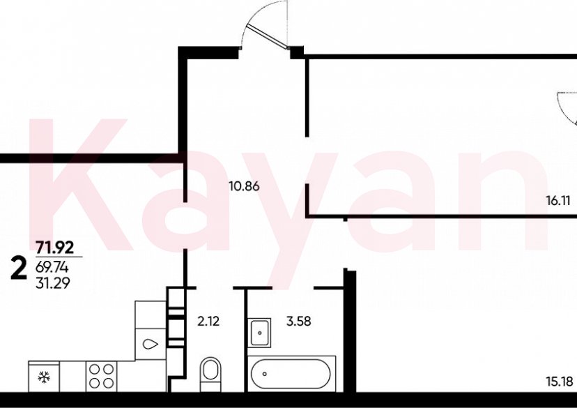 Продажа 2-комн. квартиры, 69.74 кв.м фото 0