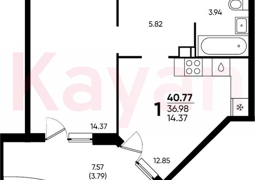 Продажа 1-комн. квартиры, 36.98 кв.м фото 0