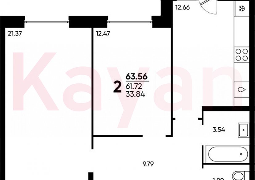 Продажа 2-комн. квартиры, 61.72 кв.м фото 0