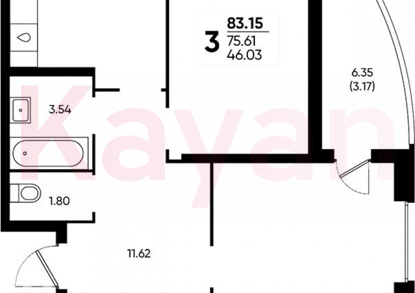 Продажа 3-комн. квартиры, 75.61 кв.м фото 0