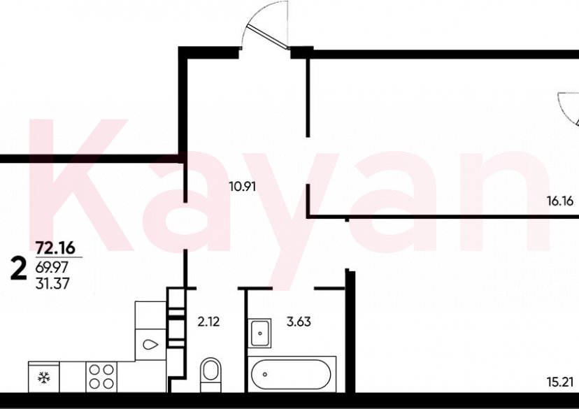 Продажа 2-комн. квартиры, 69.97 кв.м фото 0