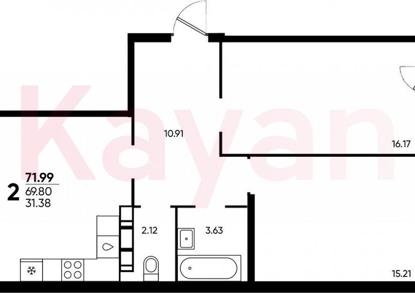 Продажа 2-комн. квартиры, 69.8 кв.м фото 0