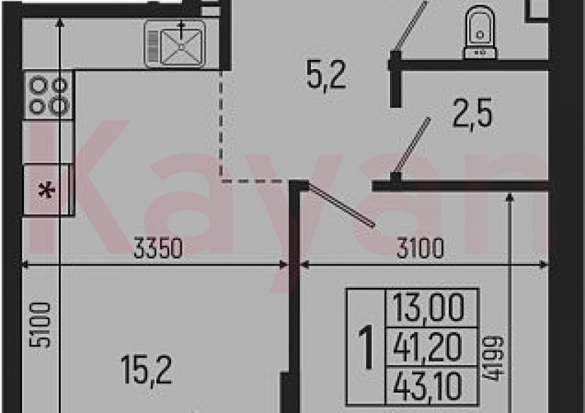 Продажа 2-комн. квартиры, 41.2 кв.м фото 0