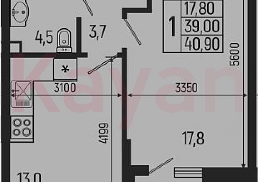 Продажа 1-комн. квартиры, 39 кв.м фото 0