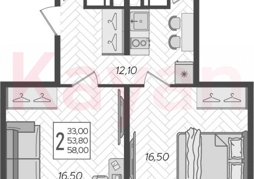 Продажа 2-комн. квартиры, 53.8 кв.м фото 0