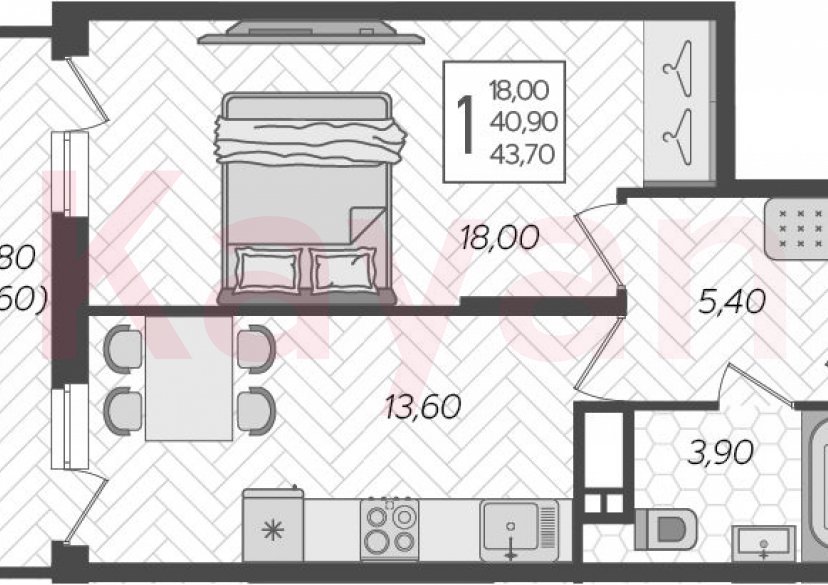 Продажа 1-комн. квартиры, 40.9 кв.м фото 0