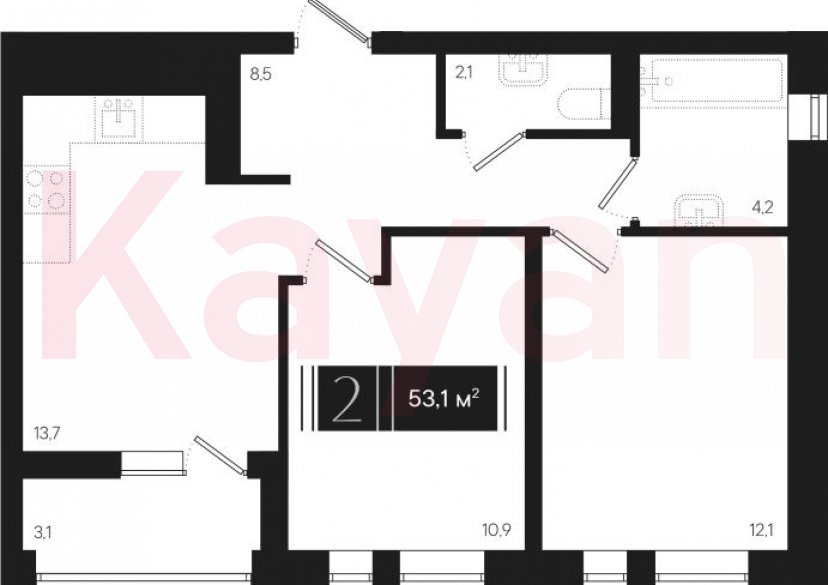 Продажа 2-комн. квартиры, 51.55 кв.м фото 0