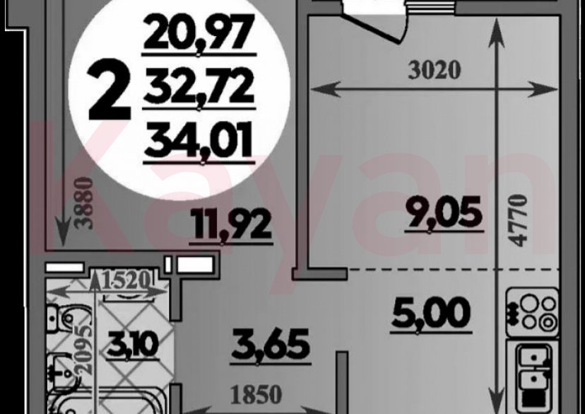 Продажа 2-комн. квартиры, 32.72 кв.м фото 0