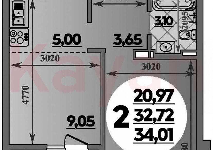 Продажа 2-комн. квартиры, 32.72 кв.м фото 0