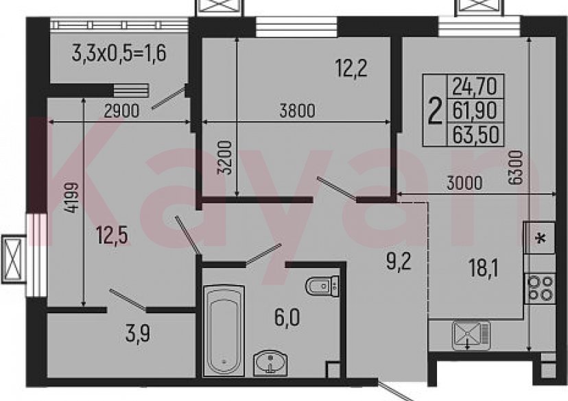 Продажа 3-комн. квартиры, 61.9 кв.м фото 0