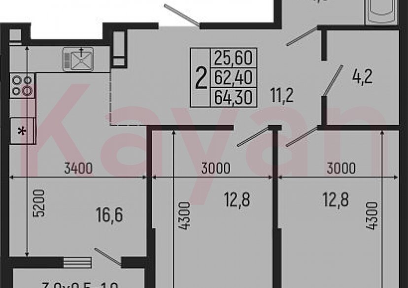 Продажа 3-комн. квартиры, 62.4 кв.м фото 0