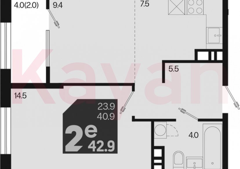 Продажа 2-комн. квартиры, 40.9 кв.м фото 0