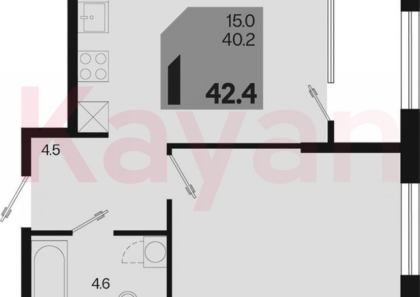 Продажа 1-комн. квартиры, 40.2 кв.м фото 0