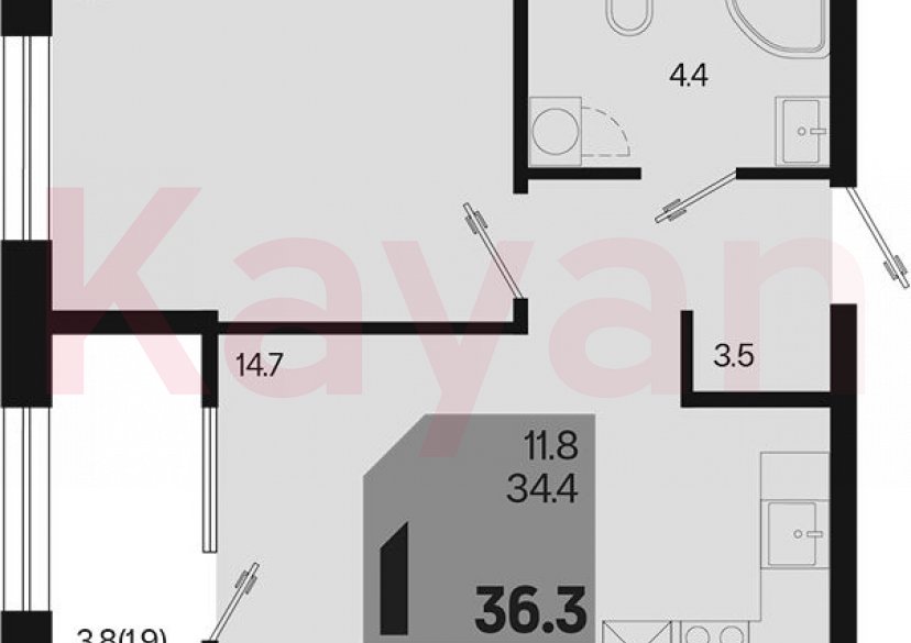 Продажа 1-комн. квартиры, 34.4 кв.м фото 0