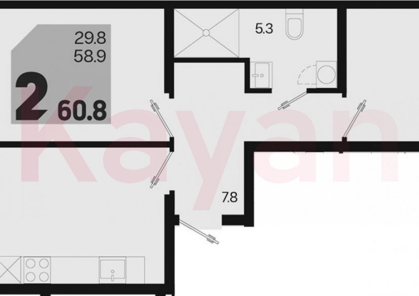 Продажа 2-комн. квартиры, 58.9 кв.м фото 0