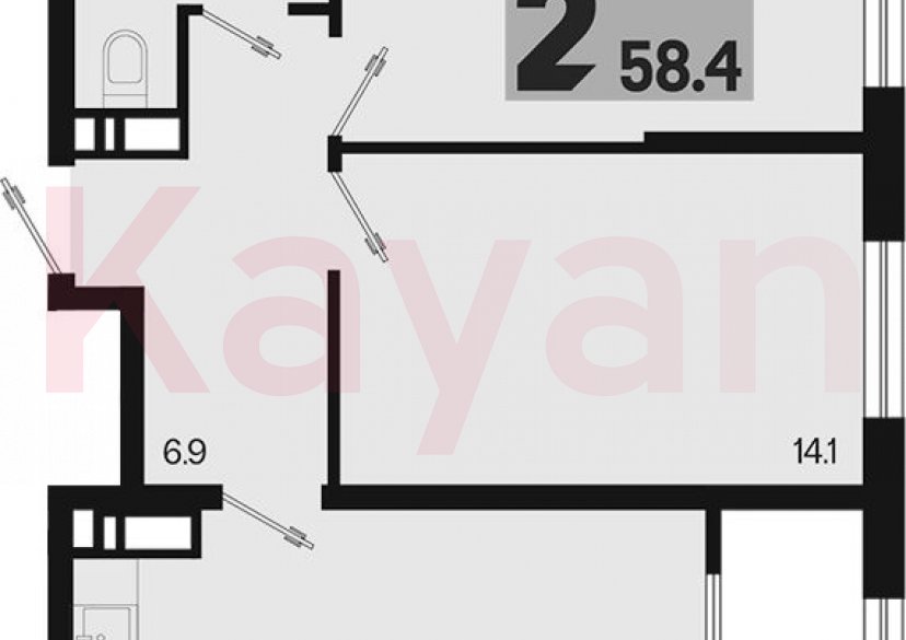 Продажа 2-комн. квартиры, 56.5 кв.м фото 0