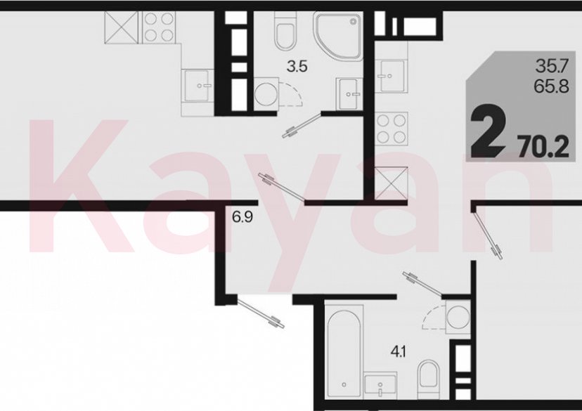 Продажа 2-комн. квартиры, 65.8 кв.м фото 0