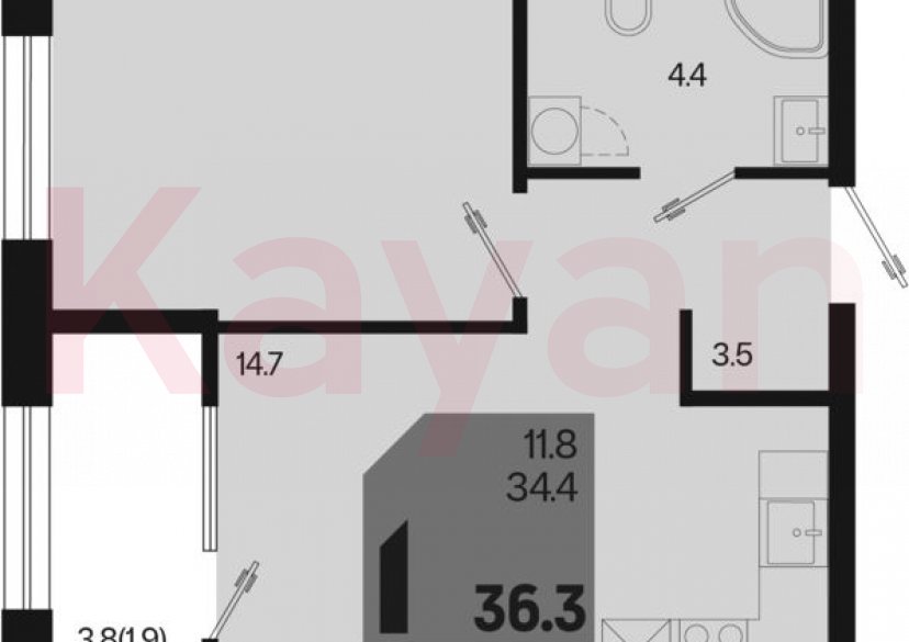 Продажа 1-комн. квартиры, 34.4 кв.м фото 0