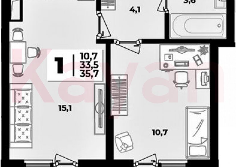 Продажа 2-комн. квартиры, 33.5 кв.м фото 0