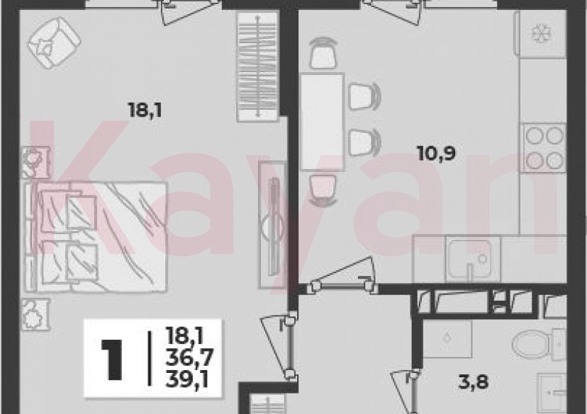 Продажа 1-комн. квартиры, 36.7 кв.м фото 0