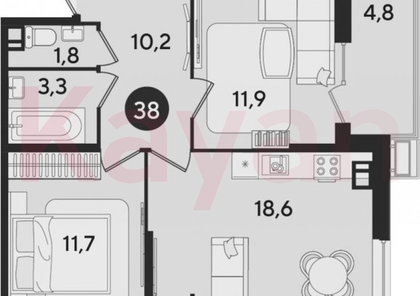 Продажа 3-комн. квартиры, 57.5 кв.м фото 0