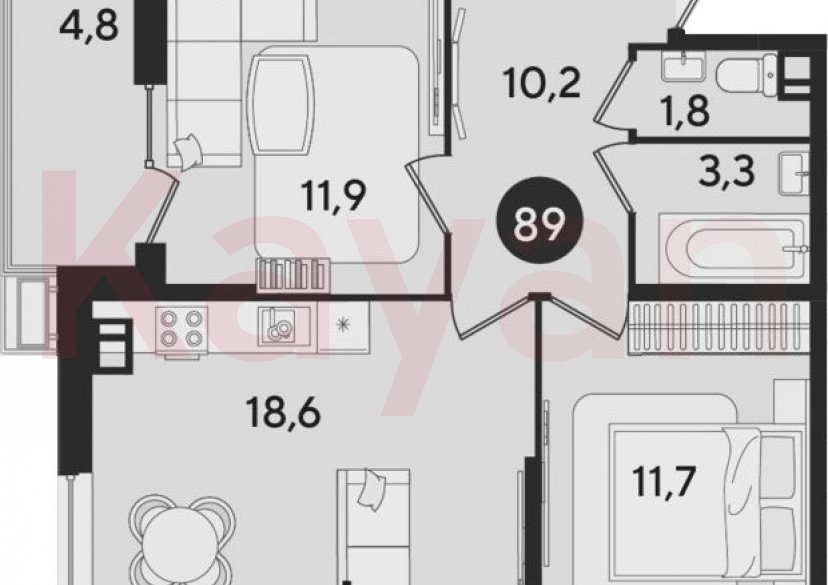 Продажа 3-комн. квартиры, 57.5 кв.м фото 0