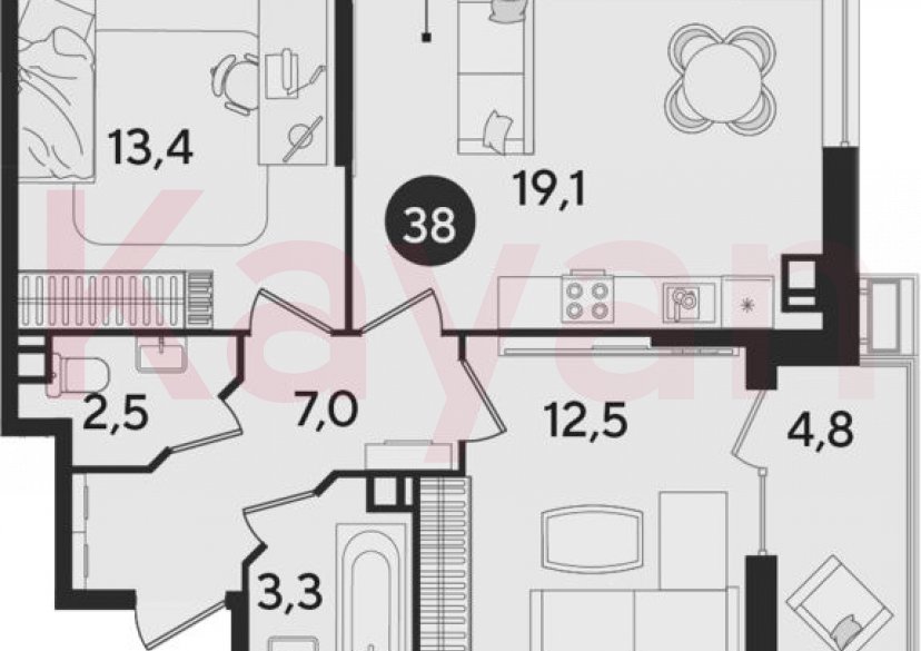 Продажа 3-комн. квартиры, 57.8 кв.м фото 0