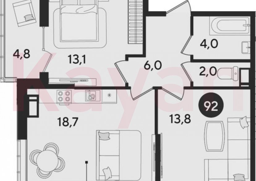 Продажа 3-комн. квартиры, 57.6 кв.м фото 0