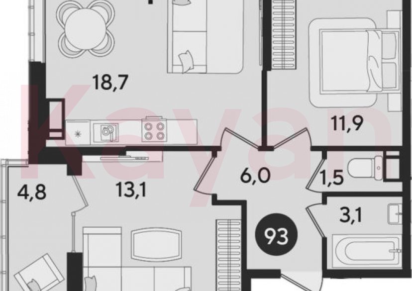 Продажа 3-комн. квартиры, 54.3 кв.м фото 0