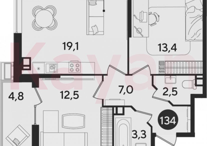 Продажа 3-комн. квартиры, 57.8 кв.м фото 0