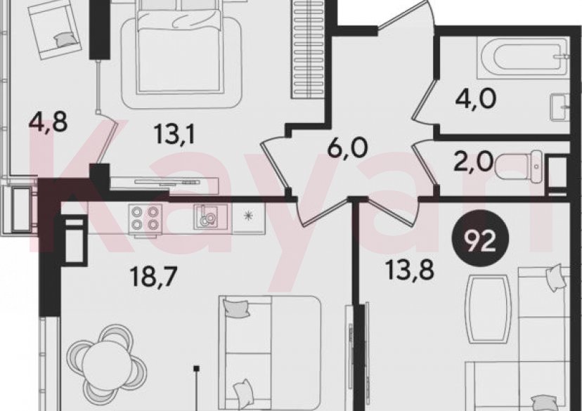 Продажа 3-комн. квартиры, 57.6 кв.м фото 0