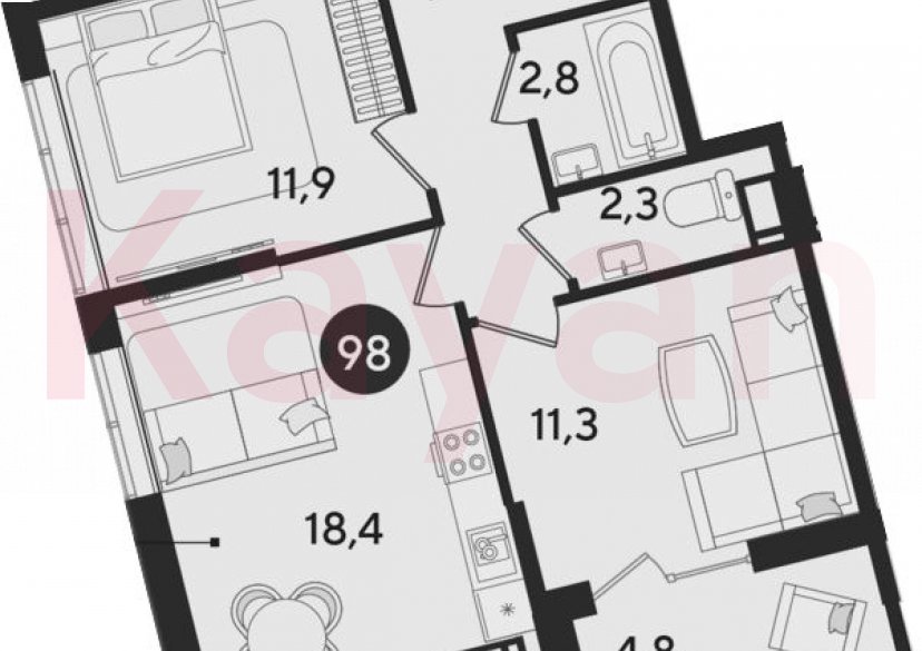 Продажа 3-комн. квартиры, 54.2 кв.м фото 0