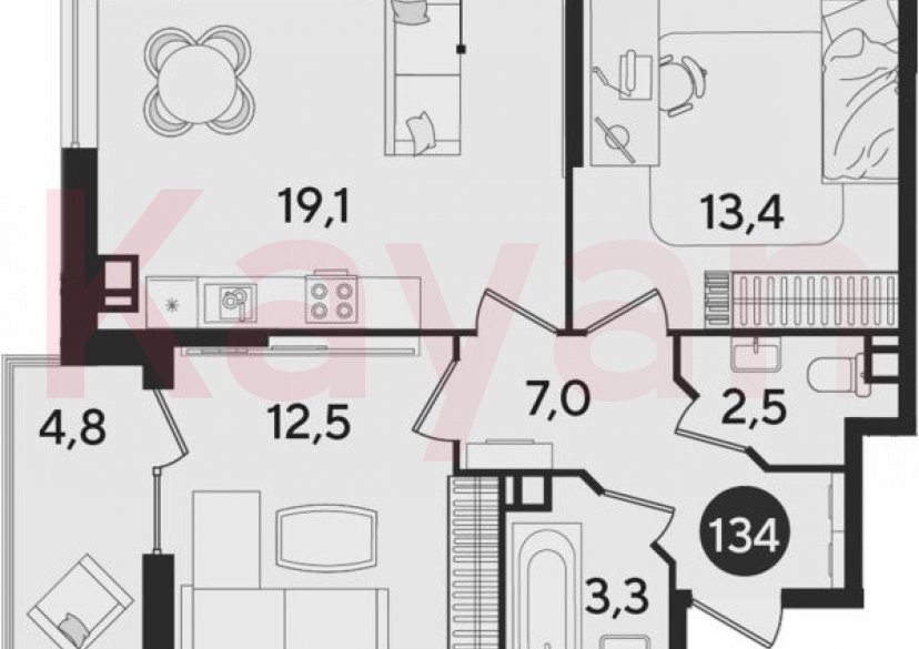 Продажа 3-комн. квартиры, 57.8 кв.м фото 0