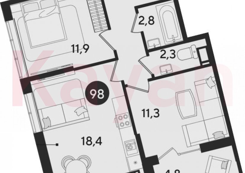 Продажа 3-комн. квартиры, 54.2 кв.м фото 0