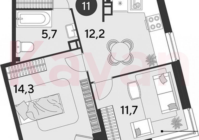 Продажа 2-комн. квартиры, 51.4 кв.м фото 0