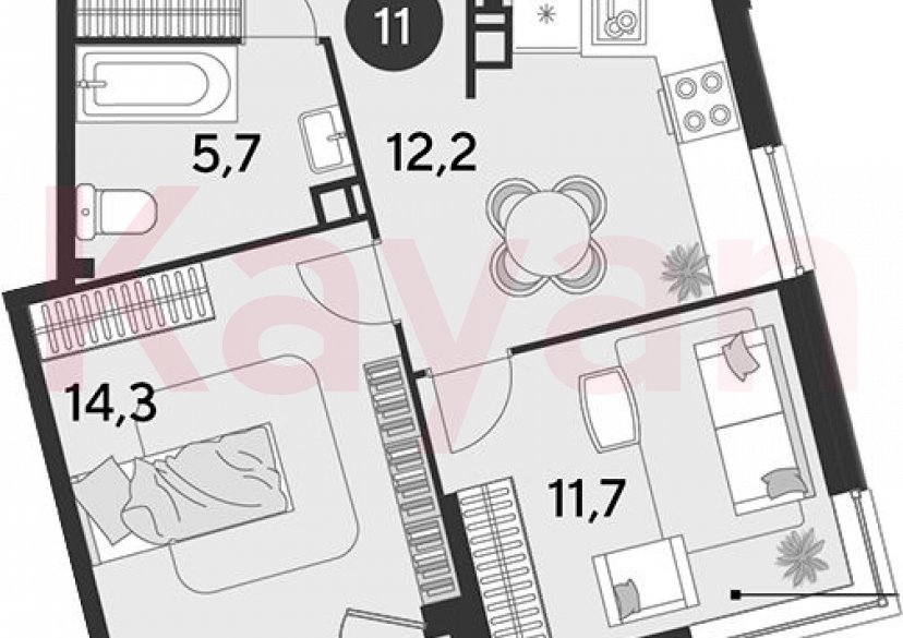 Продажа 2-комн. квартиры, 51.4 кв.м фото 0