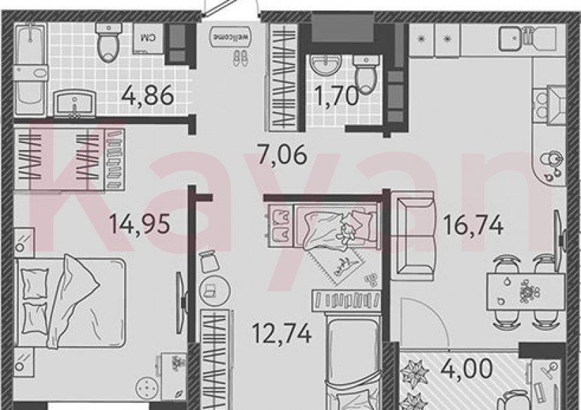 Продажа 3-комн. квартиры, 58.05 кв.м фото 0