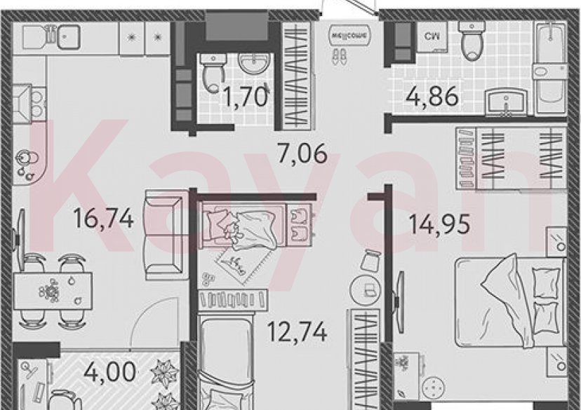 Продажа 3-комн. квартиры, 58.05 кв.м фото 0