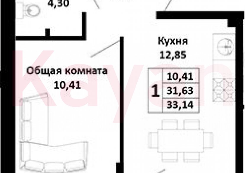 Продажа 1-комн. квартиры, 31.63 кв.м фото 0