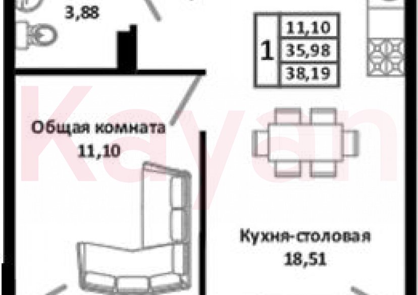 Продажа 2-комн. квартиры, 35.98 кв.м фото 0