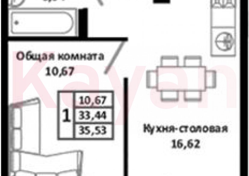 Продажа 2-комн. квартиры, 33.44 кв.м фото 0