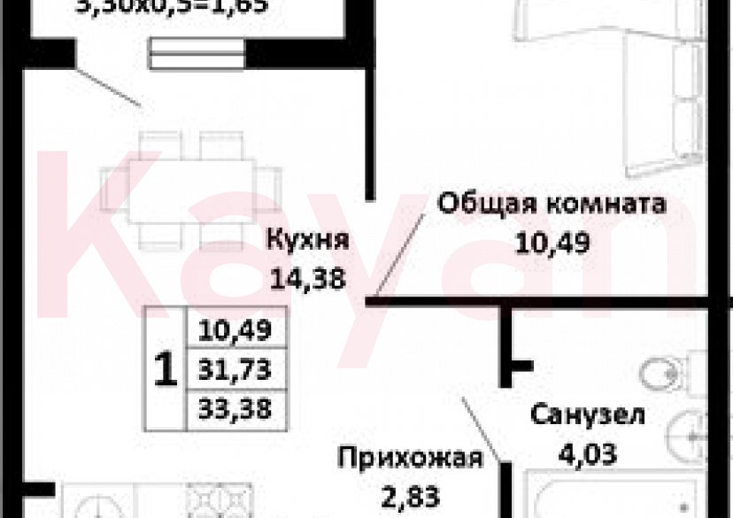 Продажа 1-комн. квартиры, 31.73 кв.м фото 0