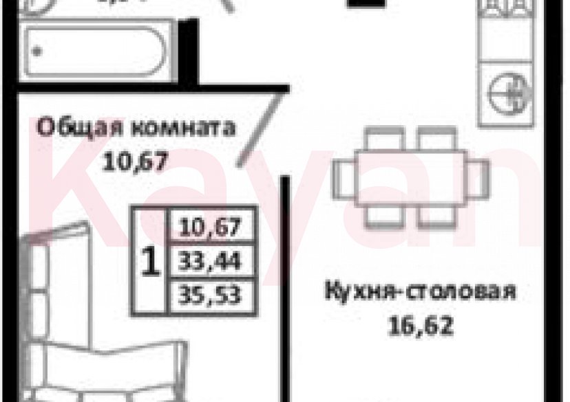 Продажа 2-комн. квартиры, 33.44 кв.м фото 0